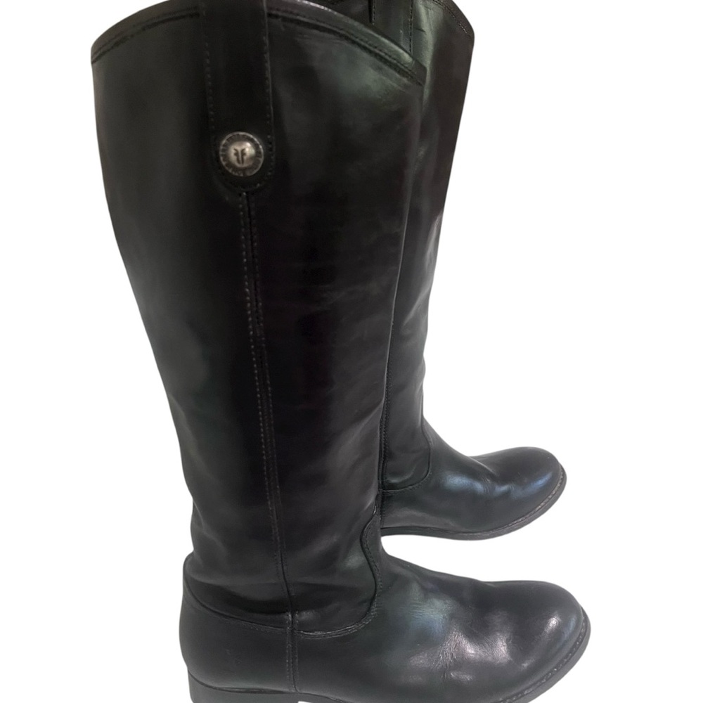Frye Melissa Button Tall Black Leather Riding Boots Classic Fall Staple - Picture 3 of 16